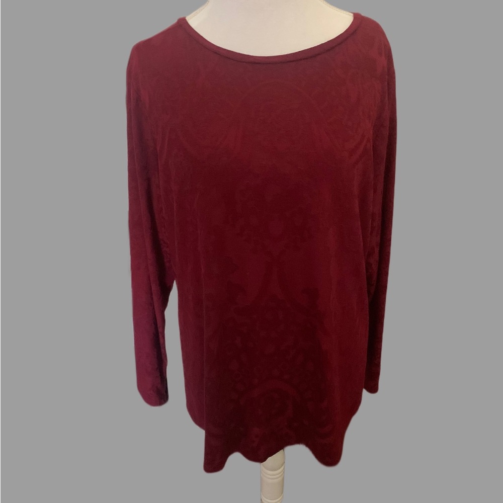 Simply Vera Wang Burgundy Long Sleeve Shirt - Picture 2 of 5